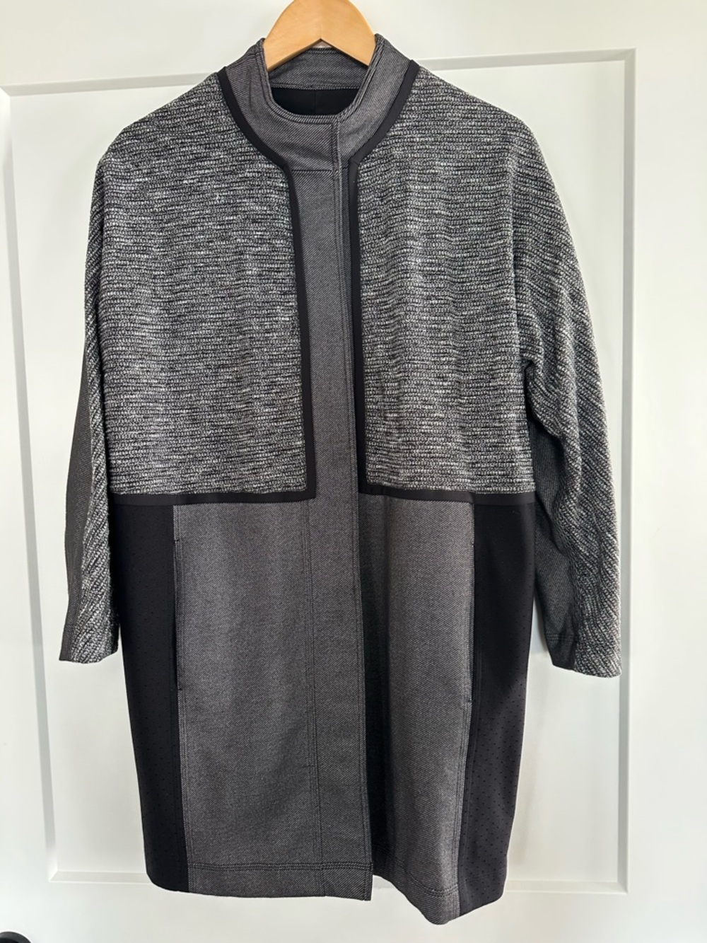 Lululemon Gray & Black Long Open Front Jacket